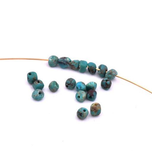 Perles pépite turquoise naturelle 3.5x3.5mm - Trou: 0,8mm (20)
