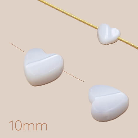 Perle coeur nacre coquillage 10mm - Trou: 0.8mm (3)