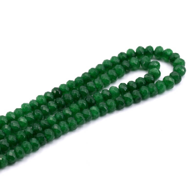 Lot De 10 Perles En Jade Rondelles Facettées Vert Empire - 8x5mm - Idéal Pour Création Bijoux