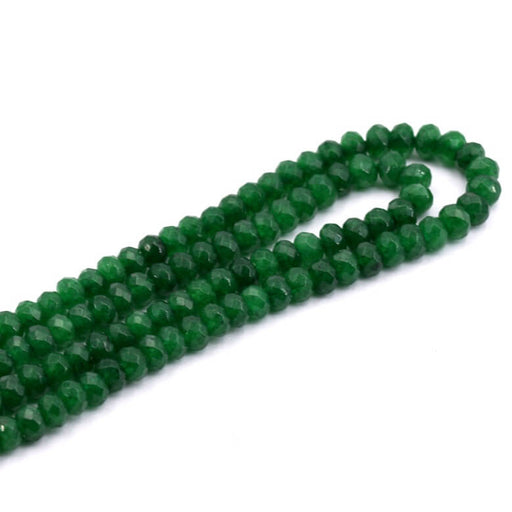 Perle rondelle à facettes jade teinté vert 5x3mm (1 fil-35cm)