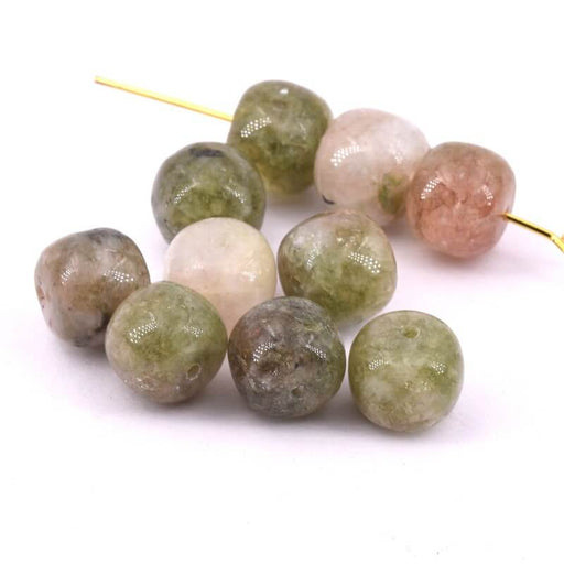 Achat Perles large rondelle jade  teinté vert 10x9mm-Trou :1.2mm (10)