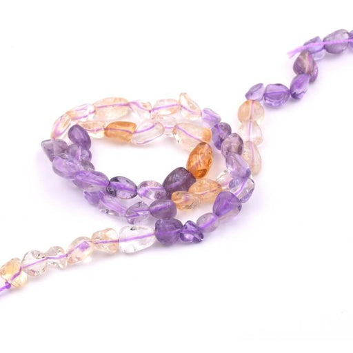 Achat Perle pépite ronde améthyste et citrine 4-10mm trou: 0.8mm (1 Fil-38cm)