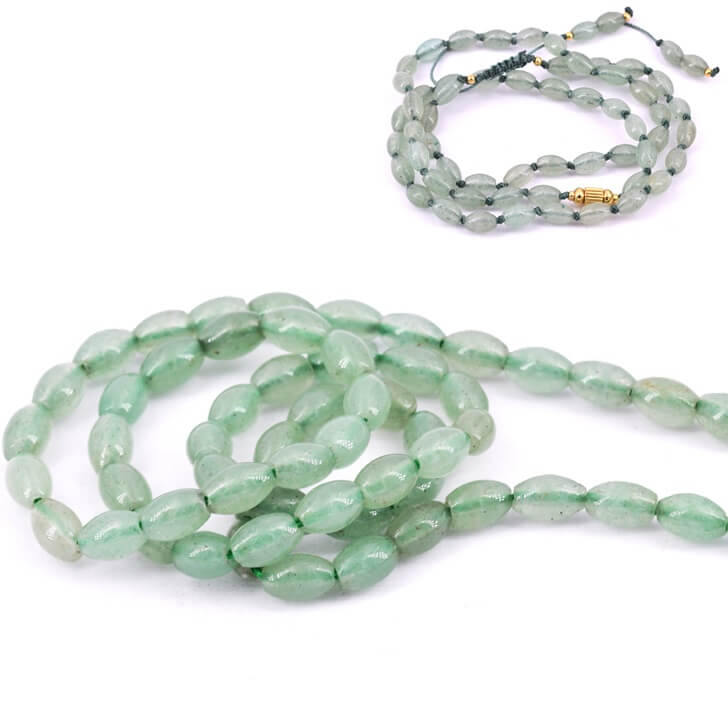 Lot De 4 Perles En Aventurine Verte Ovale/riz 12x8mm - Pour Création Bijoux DIY