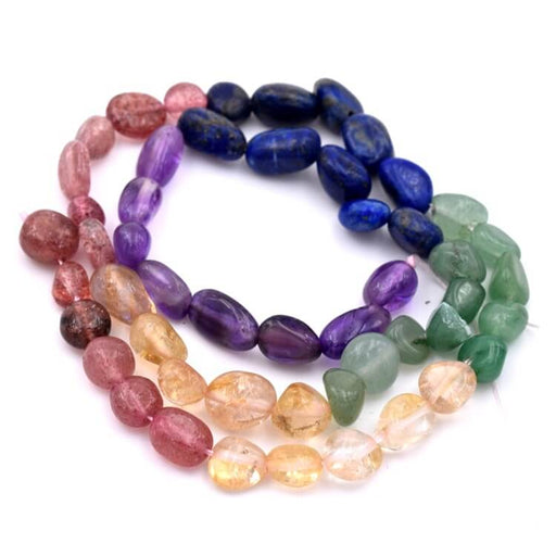 Achat Perle nugget mix chakra 5-11x4-8mm - trou : 0.8mm (1 Fil-39cm)