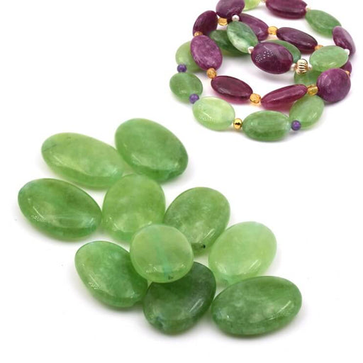 Achat Perle ovale plate jade teinté vert 18-13mm - trou: 1mm (10)