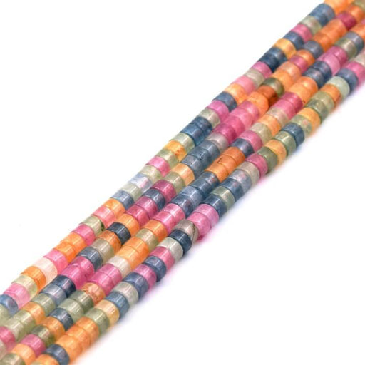 Heishi perles en jade teinté multicolore 4x2mm-Trou: 0.7mm (1fil-38cm)