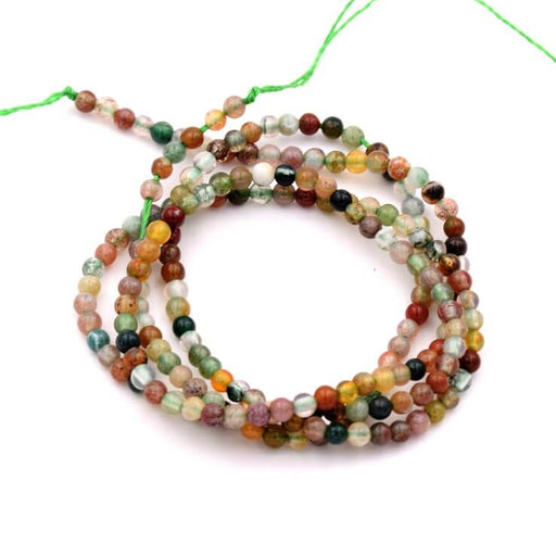 Perles rondes en agate indienne 2mm - Trou: 0.5mm (1 Fil-39cm)