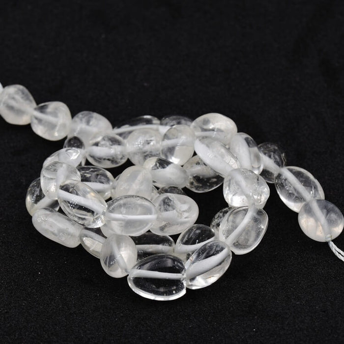 Perles ovale nugget cristal de quartz 10-12x7-8mm - Trou: 1mm (1 fil)