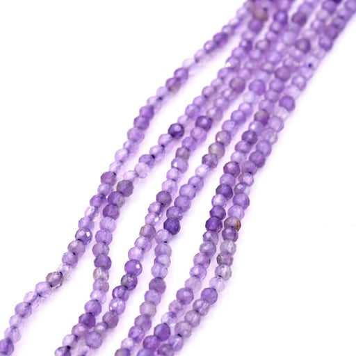 Perle facettes améthyste 2mm - Trou 0.5mm (1 fil-38cm)