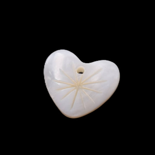 Achat Pendentif nacre coquillage coeur gravé avec étoile 19x17mm - Trou : 1.4mm (1)