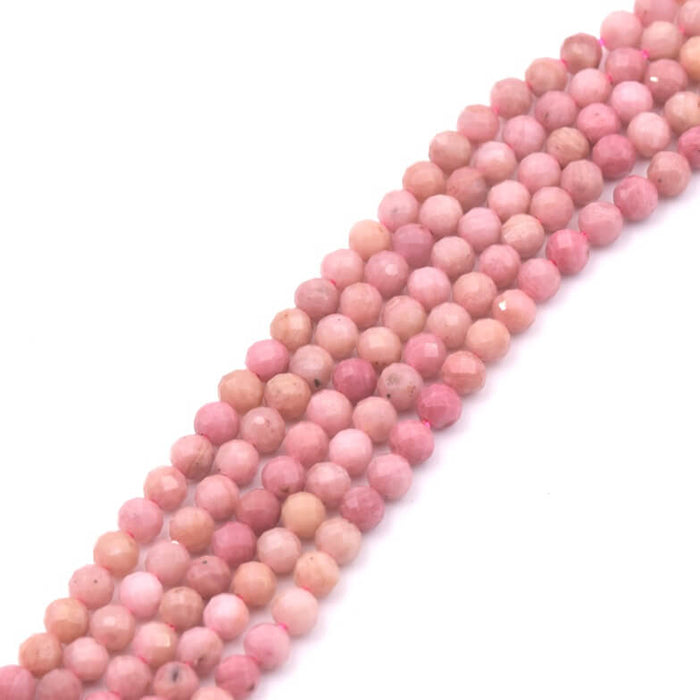 Perle ronde rhodonite naturelle facettes 3.5mm - Fil 38cm (1)
