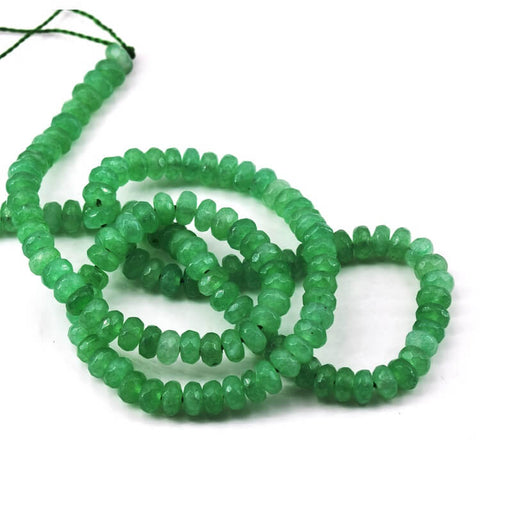 Perle rondelle à facettes jade teinté vert 4x2mm (1 fil-37cm)