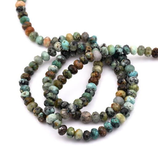 Achat Perles rondelles facettes turquoise Africaine 4x2mm - Trou: 0.5mm (1)