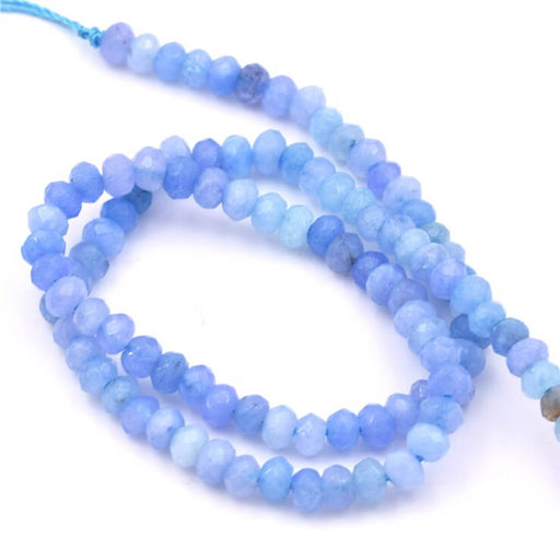 Achat Perle rondelle facettes en jade teinté bleu ciel 4x3mm (1 fil-35cm)