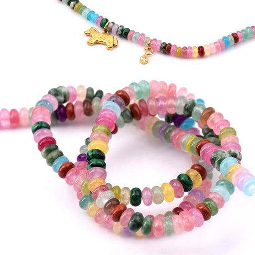 Achat Perles rondelle jade teinté couleur mixe 4.5mm - trou: 0.5mm (1)