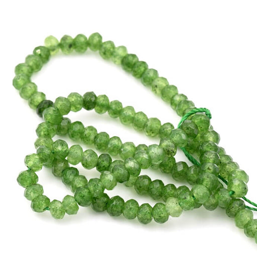 Achat Perle rondelle à facettes en jade teinté vert olive 4x3mm (1 Fil-34cm)