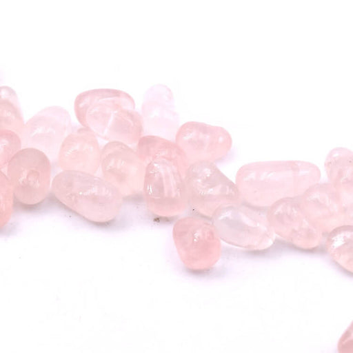 Pendentif perle goutte quartz rose 6-12x5-9mm - Trou: 0.4mm (25)