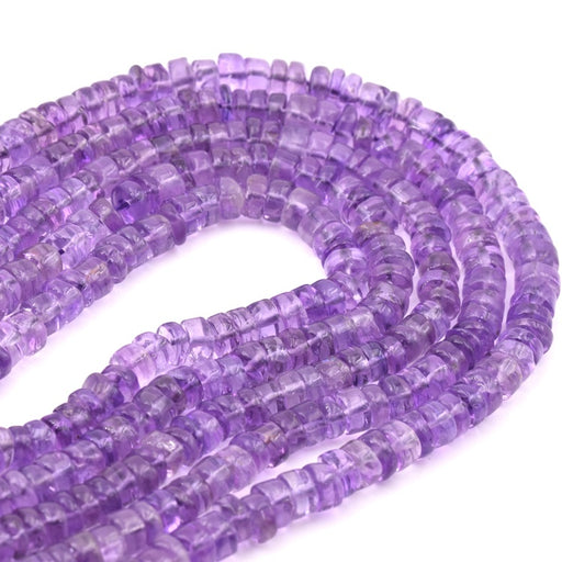 Perle tube heishi améthyste clair 5.5-6x2-4mm - Trou: 0.5mm (1 fil-32cm)