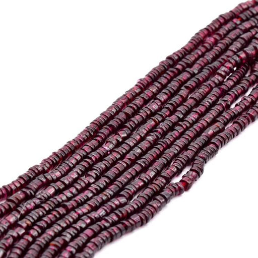 Perle heishi grenat 4x1.5-3mm - Trou: 0.5mm (1 fil-32cm)