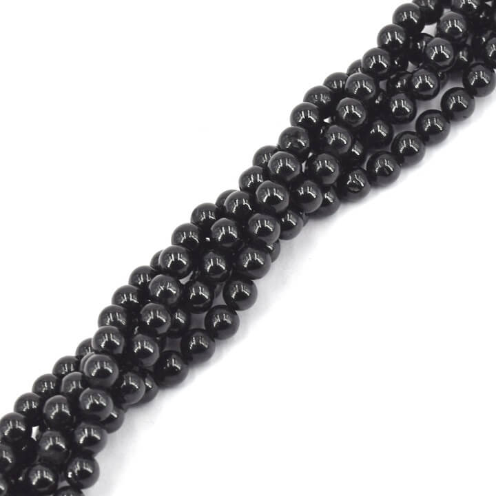 Fil De Perles En Spinelle Noir - Environ 114 Perles De 3.5mm, Longueur ~39cm, Pour Création De Bijoux