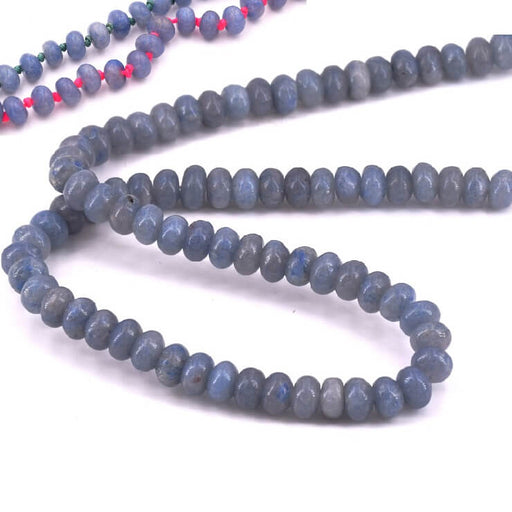 Perle rondelle aventurine bleu naturel 8x5mm - Trou:1mm (1 fil-39cm)