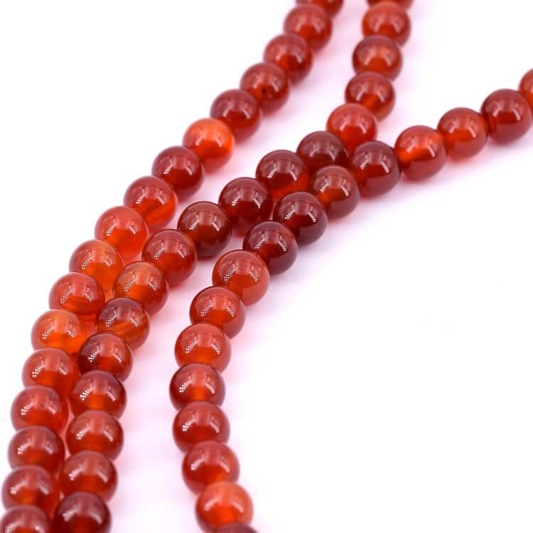Lot De 22 Perles De Cornaline 8mm - Pierre Naturelle Orange, Pour Création De Bijoux