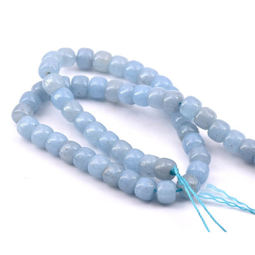 Perles rondelle jade teinté bleu clair 8x6mm-trou: 1mm, fil 37cm (1)