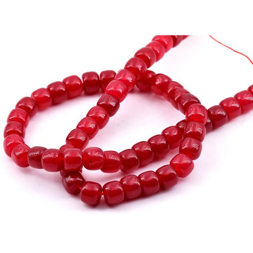 Perles rondelle jade teinté rouge framboise 8x6mm-trou: 1mm - fil 37cm (1)