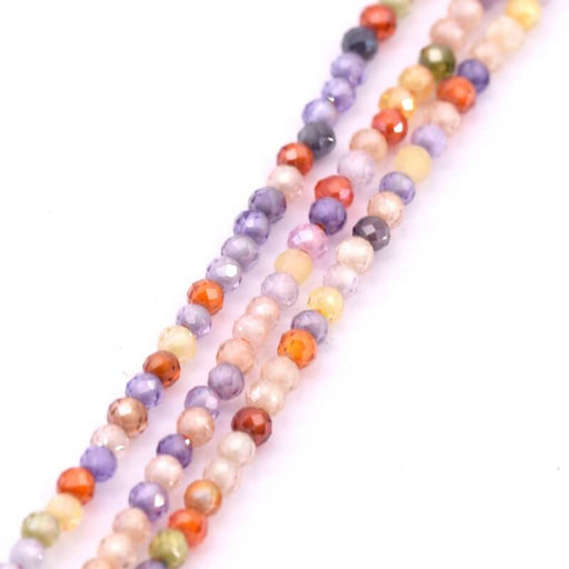 Achat Perle ronde à facettes en zircon couleur mix 2mm (1 fil-37cm)
