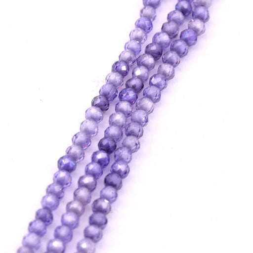 Achat Perle ronde à facettes en zircon violet mauve 2mm (1 fil-37cm)