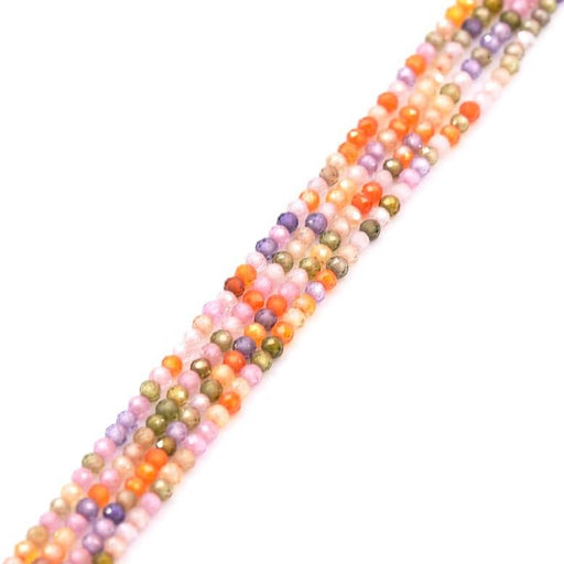 Achat Perle ronde à facettes en zircon couleur mix clair 2mm (1 fil-38cm)