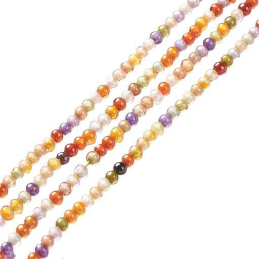 Perle ronde en zircon multicolore 2mm (1 fil-37cm)