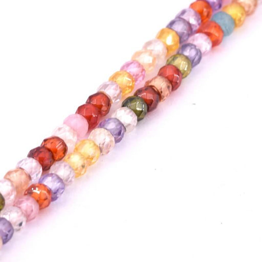 Achat Perle rondelle à facettes en zircon couleur mix 3x2mm (1 fil-37cm)