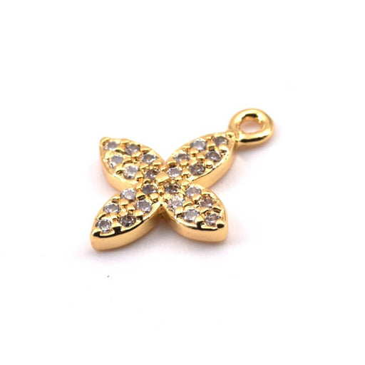 Achat Pendentif trèfle croix en laiton doré avec zircons 14x11mm (1)