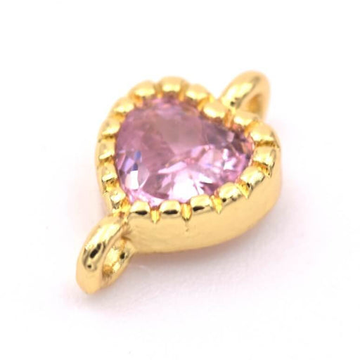 Achat Perle connecteur coeur avec zircon rose 9x6mm - Trou: 1mm (1)