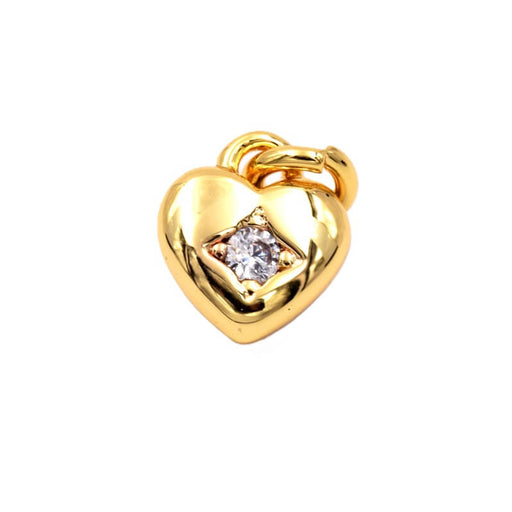 Pendentif charm coeur laiton doré et zircon 6.5mm - anneau 4mm (1)