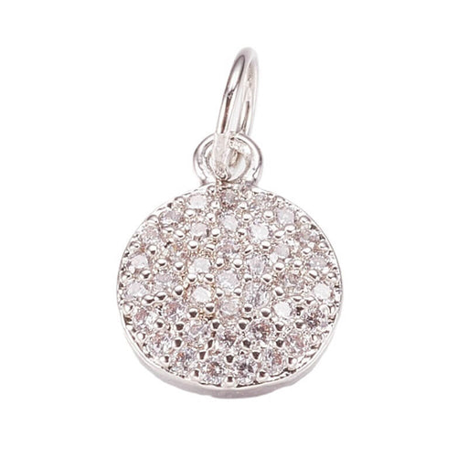 Pendentif médaille en laiton pavé de zircons - 8mm (1)