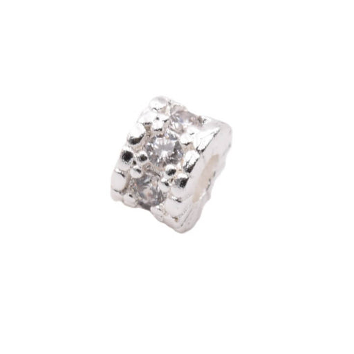Perle heishi laiton argenté et zircon 4x3mm - Trou: 1mm (1)