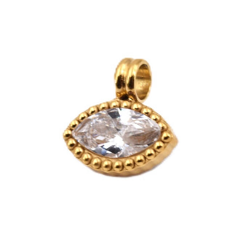Achat Pendentif acier inoxydable doré 10mm et oeil strass zircon - Trou: 2.5mm (1)