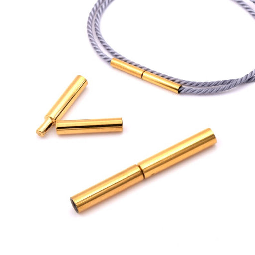 Achat Fermoir à baionette tube acier inoxydable doré 21x2mm-Trou: 1.5mm (1)