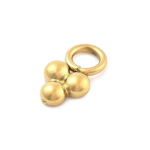 Achat Pendentif breloque 3 perles en acier inoxydable doré 9mm - Trou: 2mm (1)