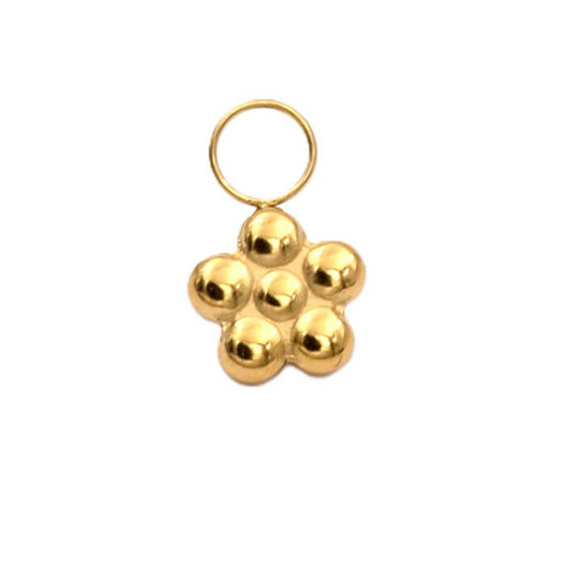 Achat Pendentif breloque fleur acier inoxydable doré 7mm - Trou: 2.5mm (1)