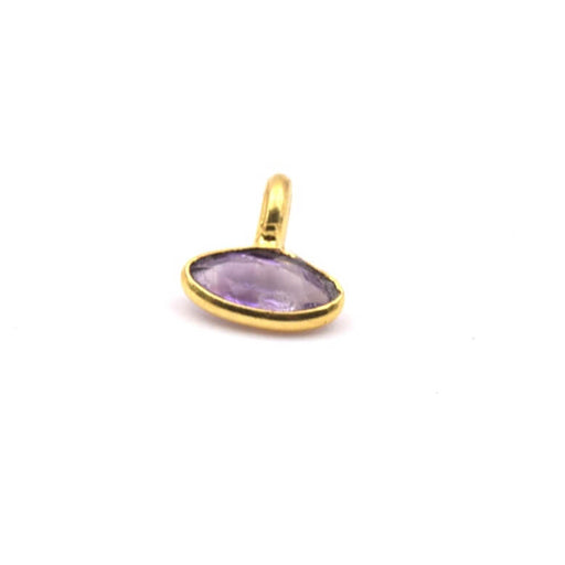 Achat Pendentif breloque oeil ovale Améthyste serti argent 925 doré - 7x9mm (1)
