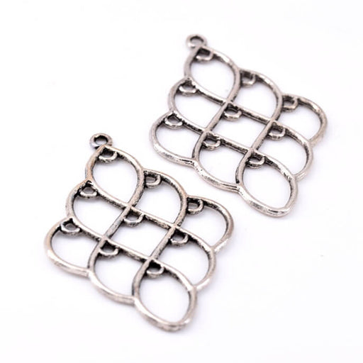 Pendentif arabesque en laiton argent antique 51x36mm - Trou: 1.5mm (2)