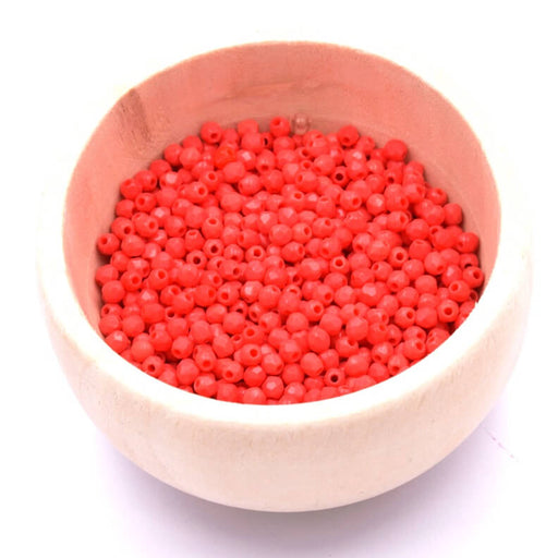 Perle facettes de bohème Opaque Red corail 2mm (50)