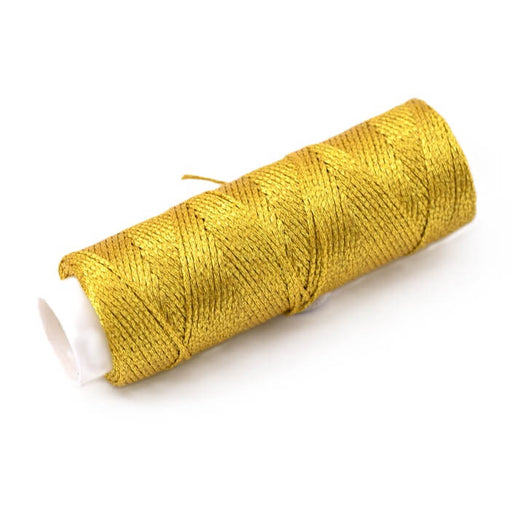 Cordon polyester tressé ciré doré 0.8mm - 40m (1)