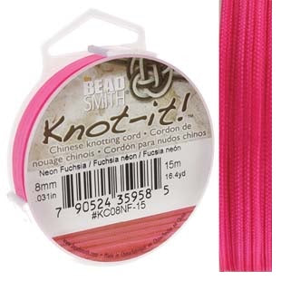 Achat Cordon fil tressé en nylon - 0.8mm - Fuchsia néon - Bobine de 15m (1)