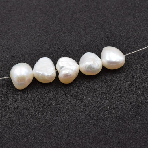 Achat Perle d&#39;eau douce nugget blanc 12-13x9-10mm - Trou: 0.5mm (5)