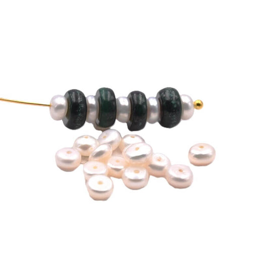 Achat Perle d&#39;eau douce heishi rondelle blanche 3.5x3mm (10)