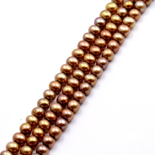 Achat Perles d'eau douce potato bronze clair 5-5.5mm (1 fil)
